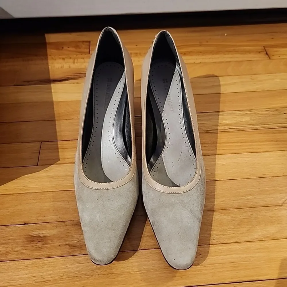 Naturalizer Falcone Alabaster Leather Women's Pumps Beige 7 Narrow